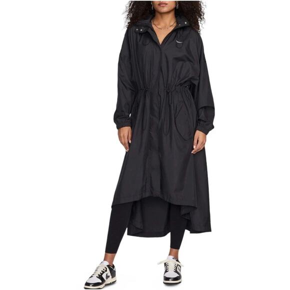 NWT Nike Sportswear Essential Black Trench Coat Women’s Size Small (FN2843-010) - Picture 2 of 15